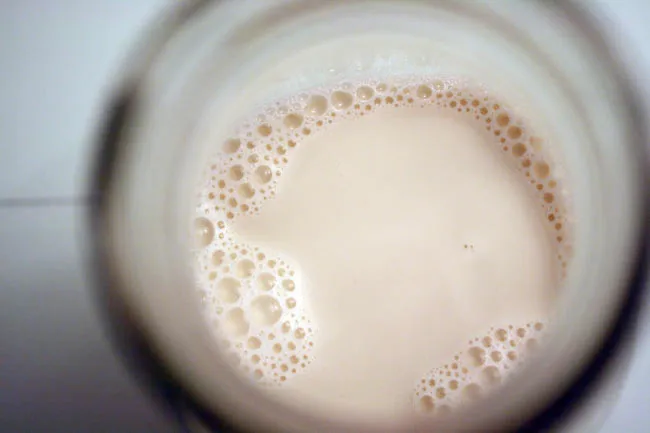 a bottle of almond milk