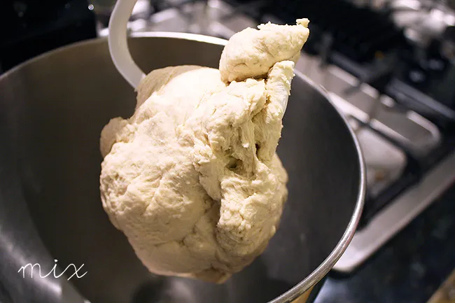 bagel dough, just mixed