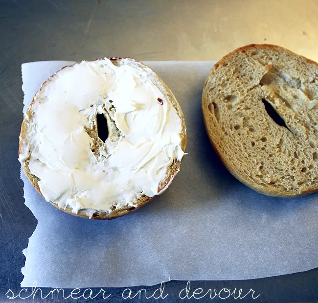 bagels, schmeared