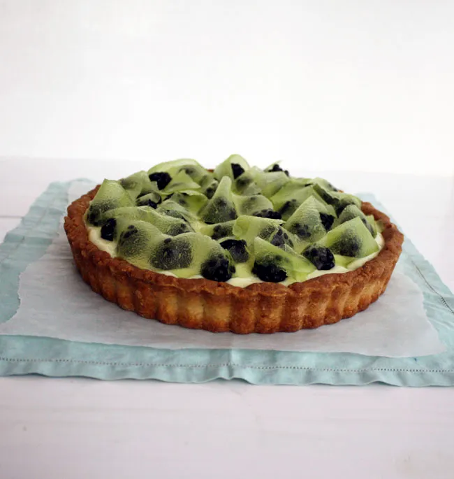 blackberry, lime, and honeydew tart