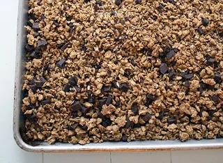 a pan of chocolate granola