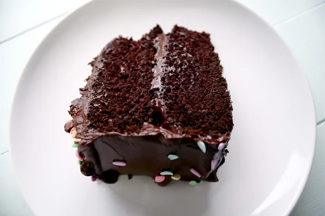 chocolate cake with chocolate (tofu) frosting