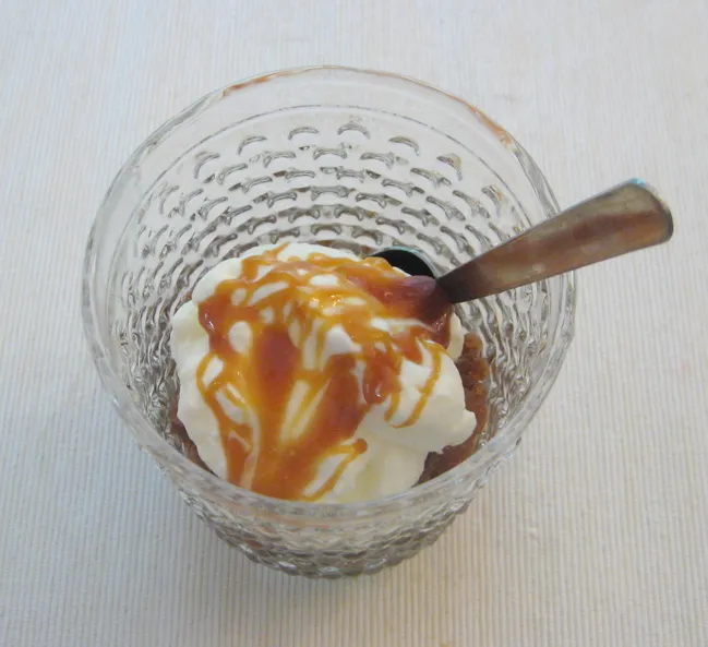 espresso granita with whipped cream and caramel a.k.a deconstructed caramel frappucino