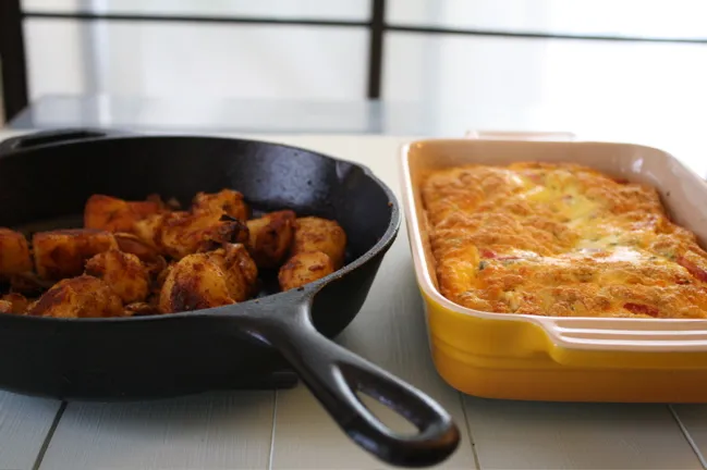 jalapeno cheddar frittata and homefries