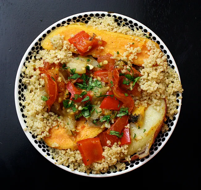 moroccan vegetable tagine over couscous