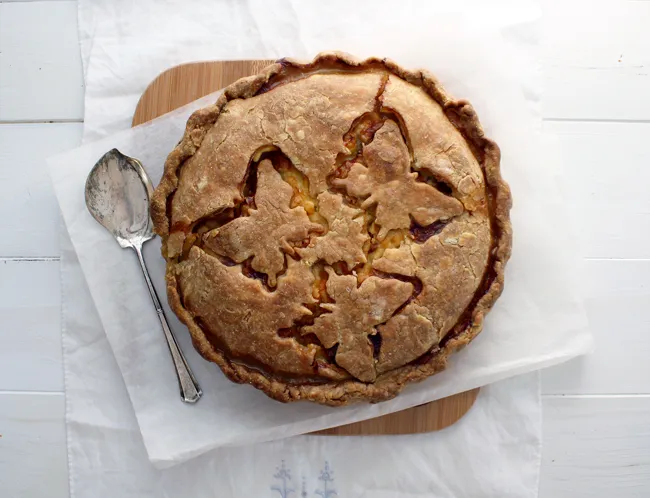 savory tart with butterfly cutouts