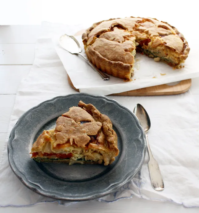 a slice of savory tart