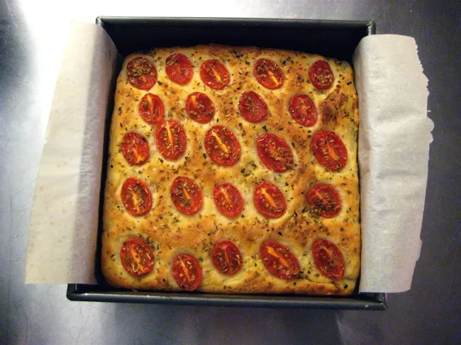 tomato potato foccacia with oregano