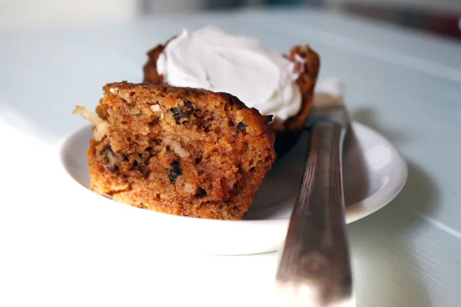 close-up of vegan morning glory muffins